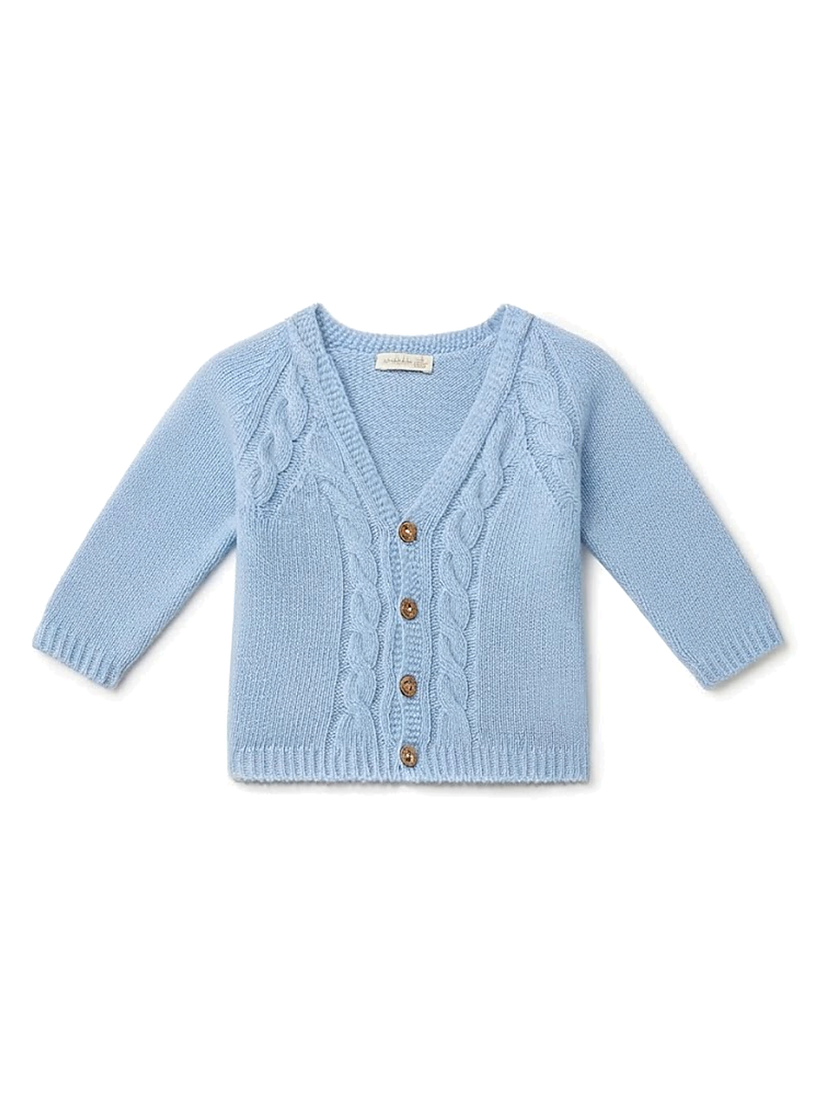 Cardigan in lana celeste per bambino