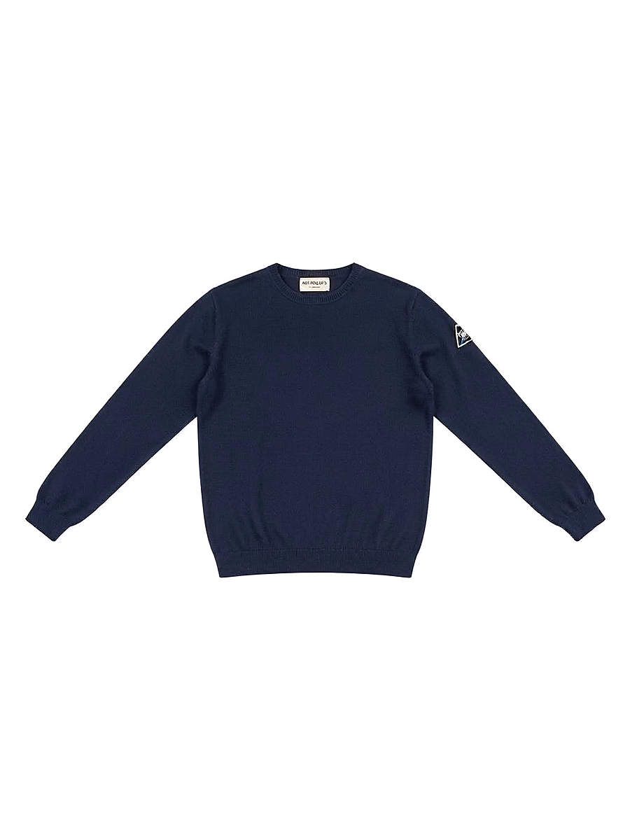 Maglia girocollo in cotone blu navy per bambino