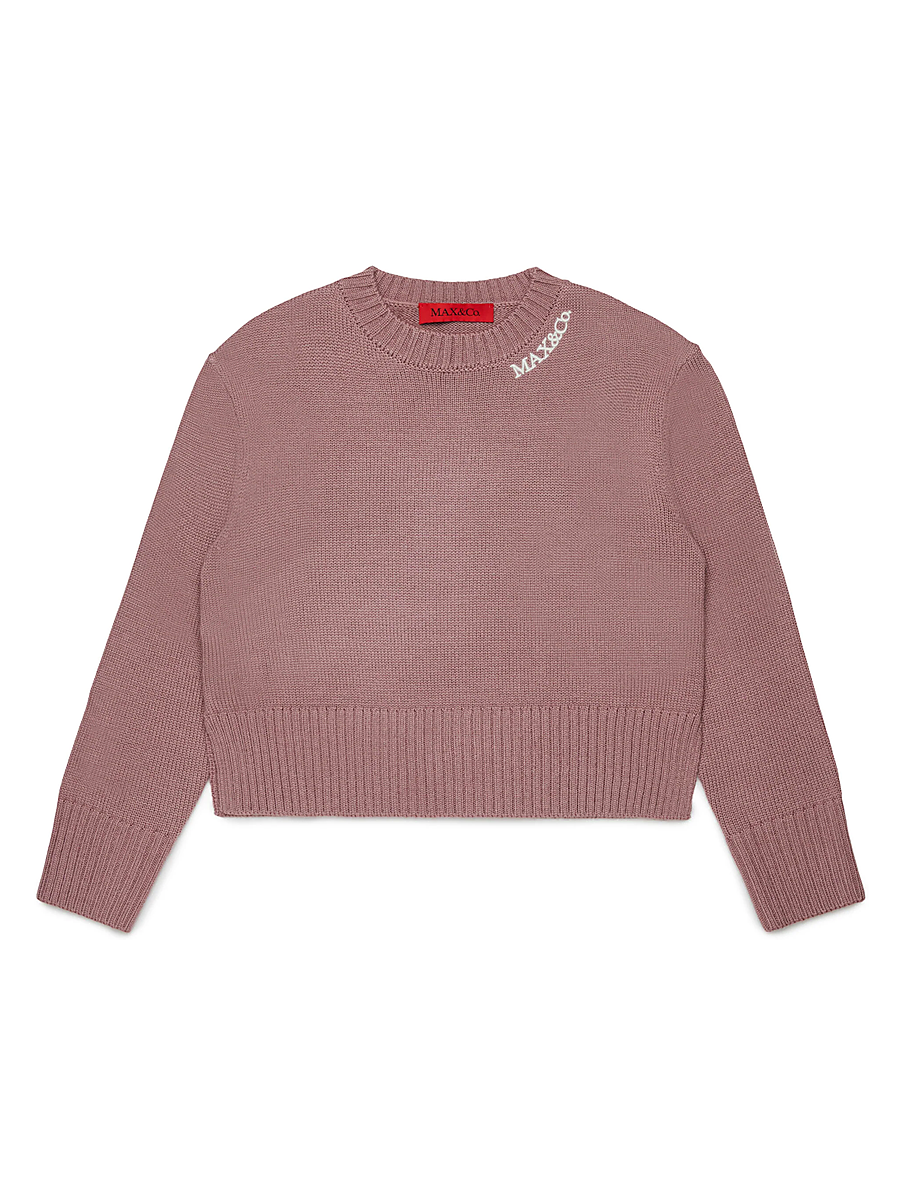 Maglione in misto lana con logo ricamato per bambina
